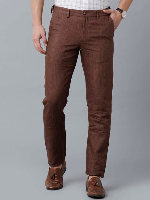 Buy online Dark Brown Organic Linen Solid Flat Front Casual Trouser from  Bottom Wear for Men by Chlorophile for 1589 at 24 off  2023 Limeroadcom