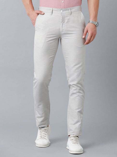 Spykar Men Light Grey Solid Slim MidRise Trousers  v0501bb007lightgrey