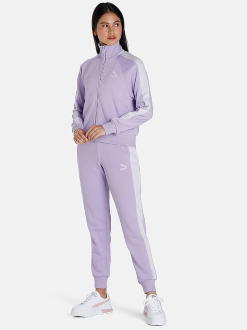 Buy Puma Purple Logo Print Mid Rise Joggers for Women Online