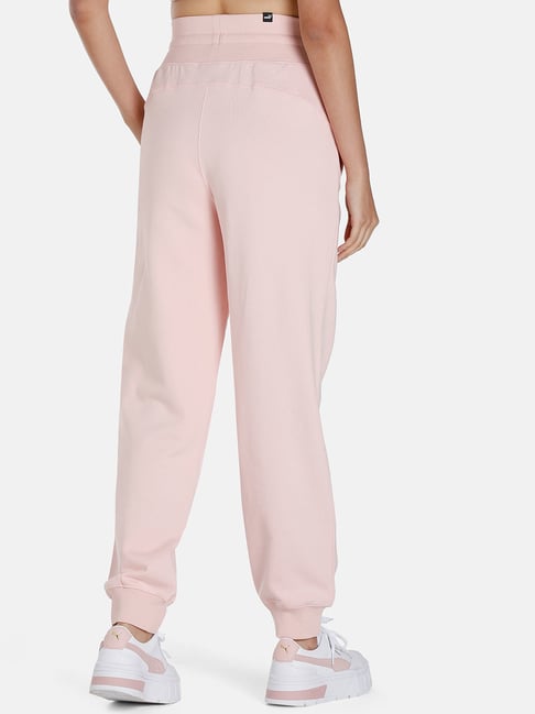 Buy Puma Baby Pink Logo Print High Rise joggers for Women Online