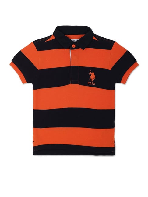 U S Polo Assn U.S. Polo Assn. Kids Orange & Black Striped Polo T-Shirt