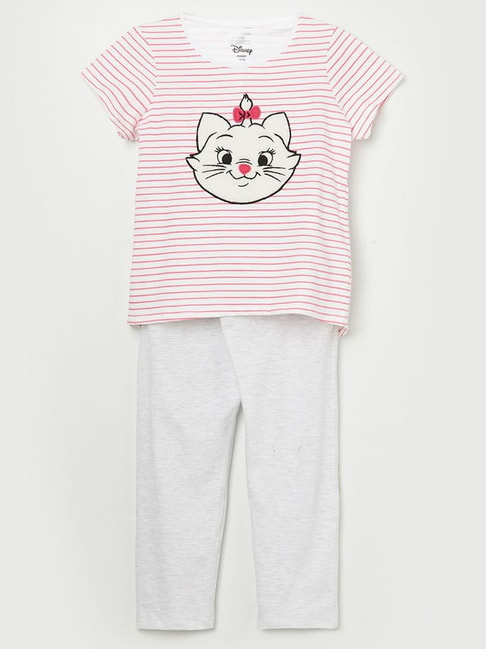 Fame Forever by Lifestyle Kids Pink & Grey Cotton Printed Top Set