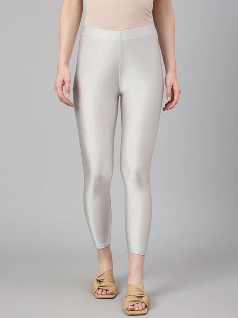 Buy online Silver Cotton Leggings from Capris & Leggings for Women