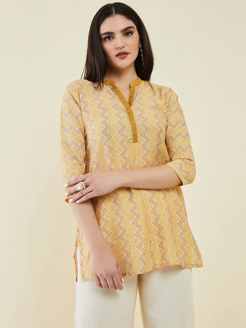 Soch Yellow Printed Tunic Price in India