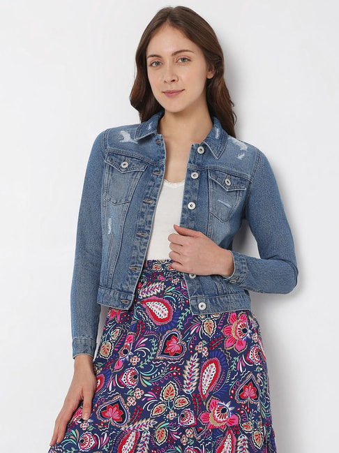 Full Sleeve Wind Cheaters Fancy Denim Jacket For Girl, Size: Medium at Rs  3500/piece in Pune