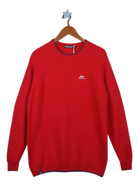 Monte Carlo Kids Red Solid Full Sleeves Sweater