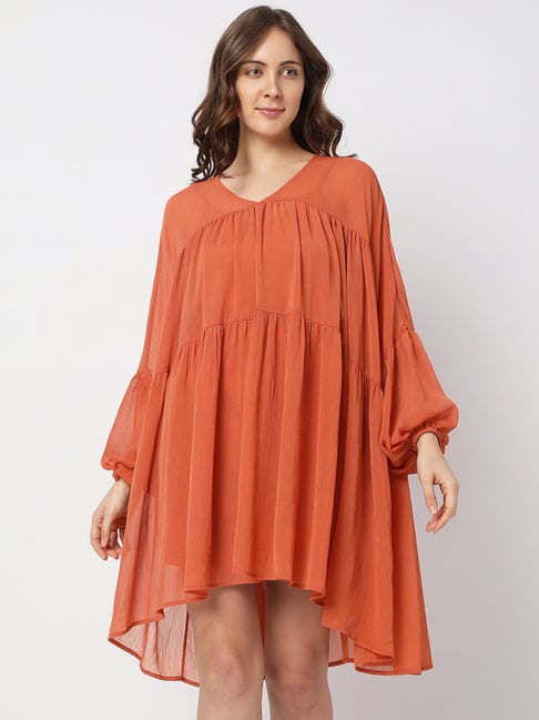 Vero Moda Orange Relaxed Fit Skater Dress
