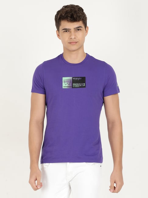 Wrangler Deep Blue Cotton Regular Fit Printed T-Shirt-picture-29