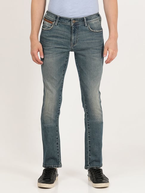 Buy Wrangler Light Indigo Cotton Slim Fit Jeans for Mens Online