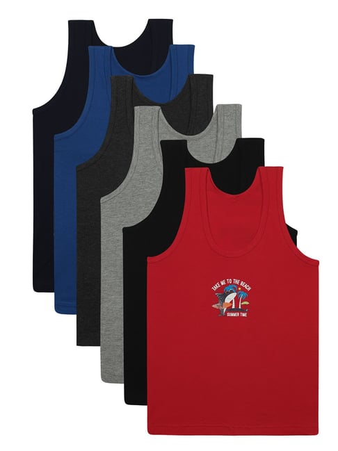 Bodycare Kids Assorted Printed Vests (Pack Of 6)