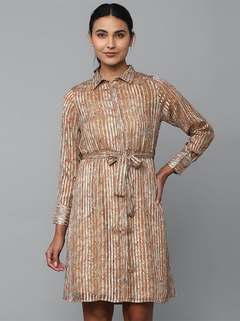 Allen Solly Multicolored Striped A-line Dress Price in India