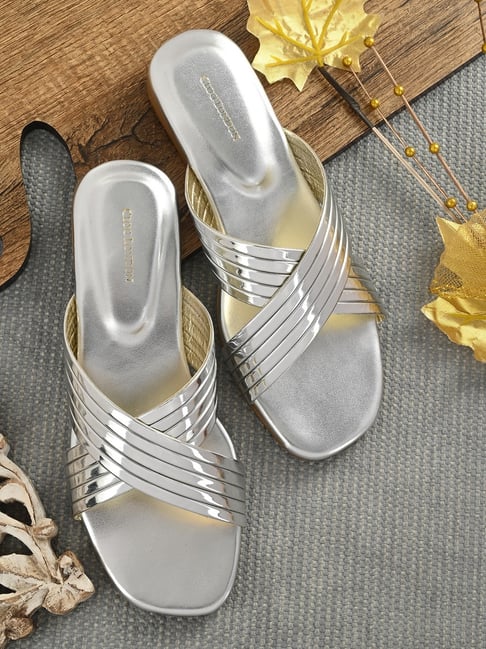 Silver cross strap sandals sale