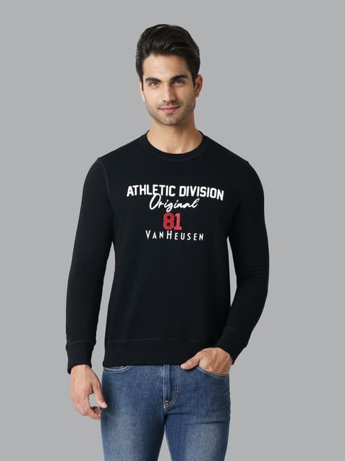 Van Heusen Athleisure Regular Fit Crew Neck Long Sleeve Chest Print Sweatshirt - Black-picture-26