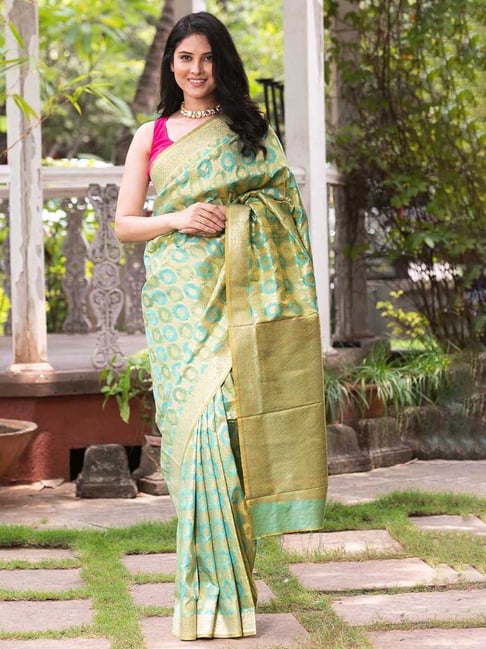 KARAGIRI Jade Green Tussar Silk Saree : Amazon.in: Fashion