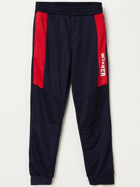 Fame Forever by Lifestyle Kids Navy & Red Regular Fit Trackpants