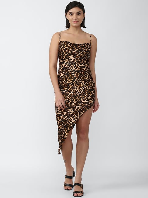Forever 21 Brown Printed High-Low Dress Price in India