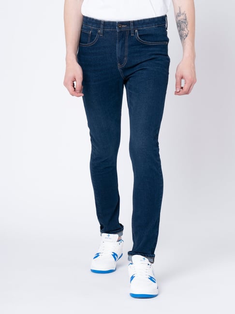 Red Tape Dark Blue Skinny Fit Lightly Washed Jeans