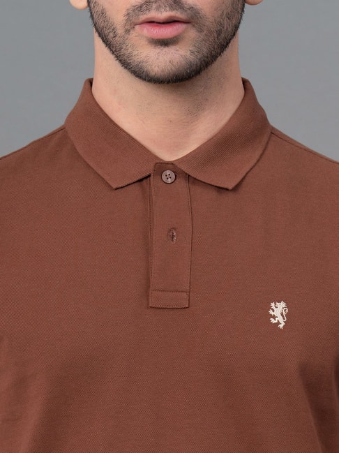 Buy Red Tape Brown Regular Fit Cotton Polo T-Shirt for Men's Online ...