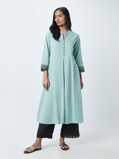 Utsa by Westside Mint Embroidered A-Line Kurta Price in India