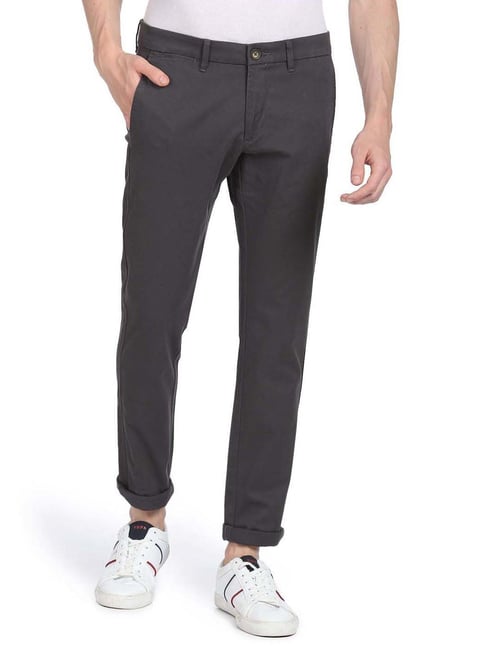 U S Polo Assn U.S. Polo Assn. Dark Grey Cotton Slim Fit Chinos