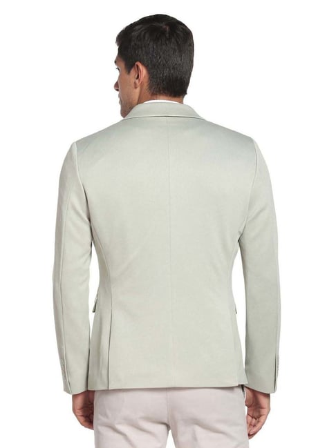 Arrow Men Olive Grey Single Breasted Patterned Knit Blazer, Green (42)