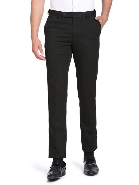 Arrow Black Regular Fit Trousers-picture-26