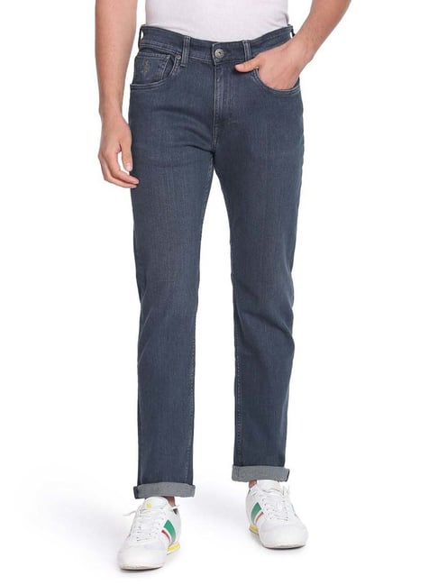 U.S. Polo Assn. Navy Blue Cotton Slim Fit Jeans