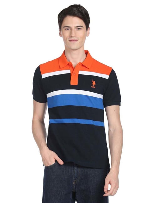 U S Polo Assn U.S. Polo Assn. Multi Cotton Slim Fit Striped Polo T-Shirt