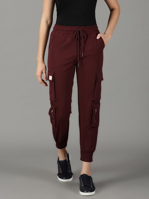 Burgundy discount cargo joggers