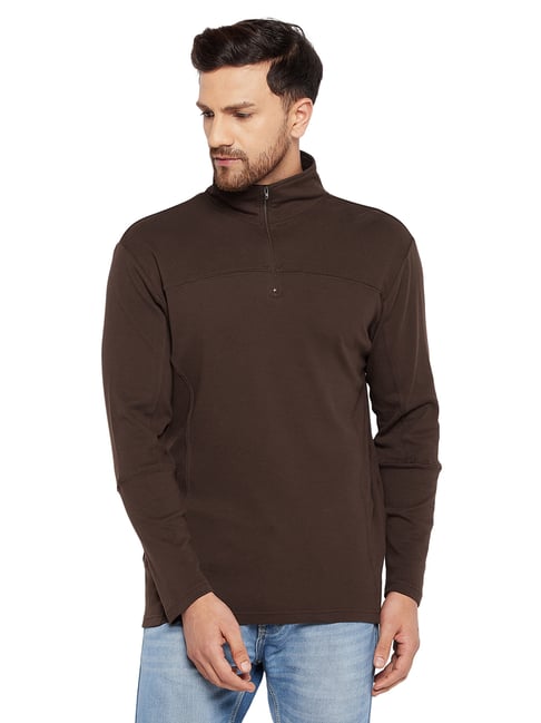 Hypernation Dark Brown Relaxed Fit Cotton T-Shirt