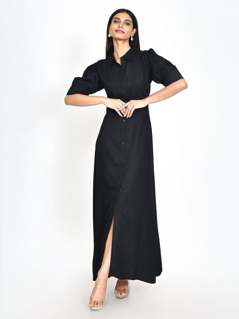 Zink London Black Maxi Dress Price in India
