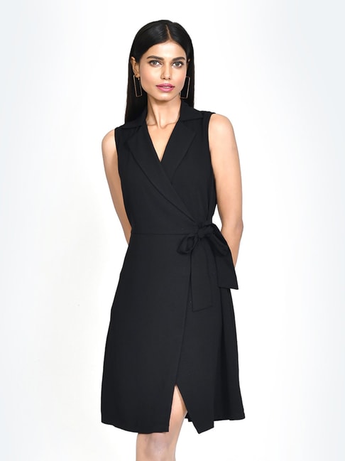 Zink London Black Wrap Dress Price in India