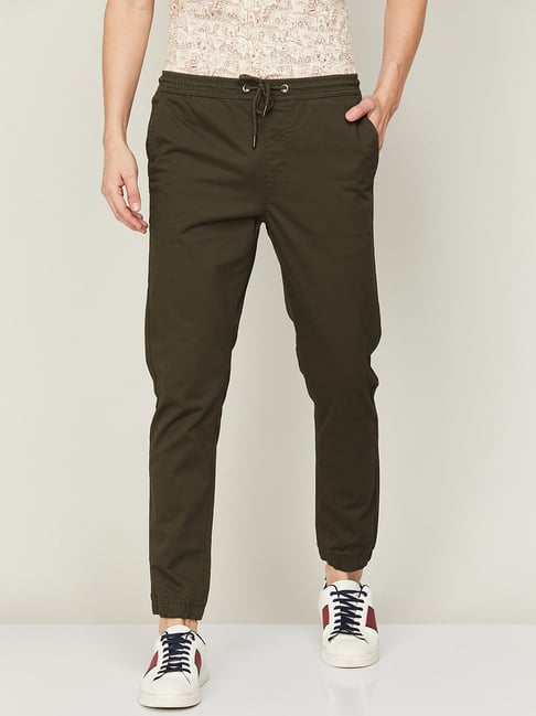 Cotton Jogger Pants with Gusset - Olive – KES