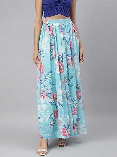Cation Blue Printed Maxi Skirt Price in India