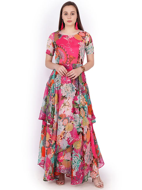 Cation Pink Printed Maxi Dress Price in India