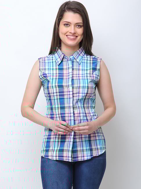 Cation Blue Cotton Printed Shirt-picture-26
