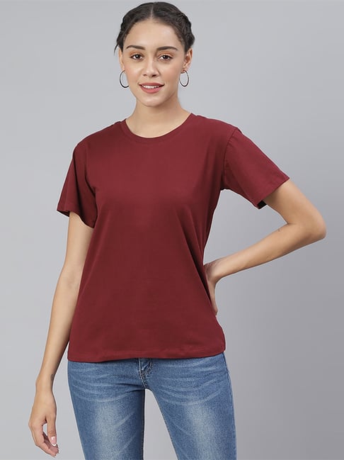 Cation Maroon Loose Fit T-Shirt-picture-36