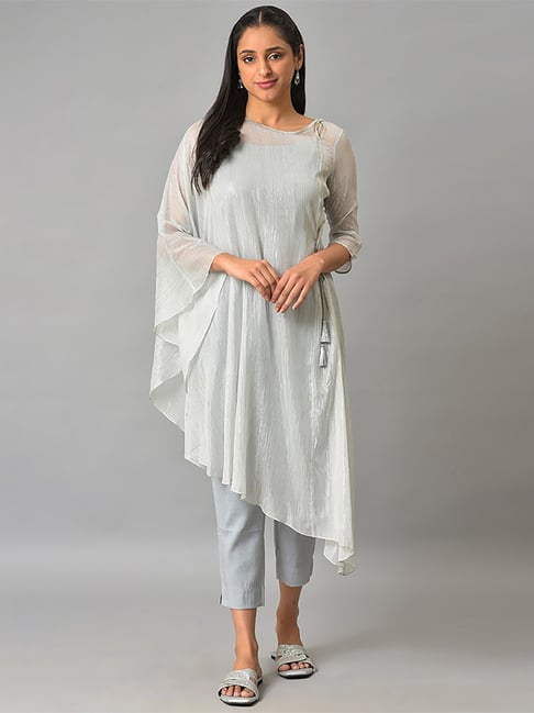 Aurelia Grey Striped Kurta Pant Set