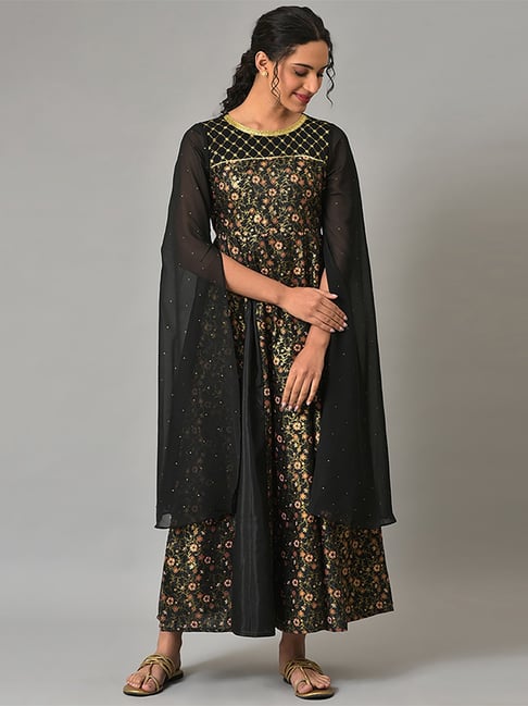 Aurelia Black Printed Maxi Dress Price in India