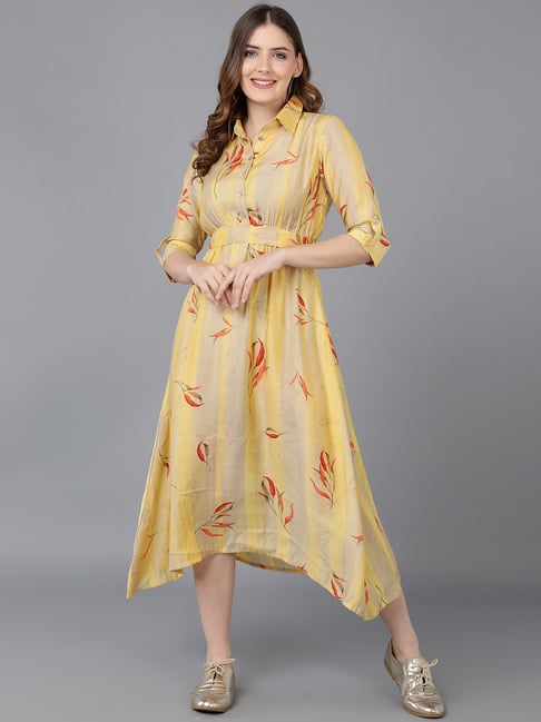 blue dress for baby girl The Regina Dress in Butter Yellow Baroque Floral – V. Chapman main image 1