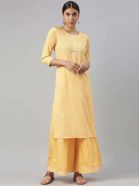 Bandhani Printed Straight Kurta With Palazzo, Occasion : Casual Wear,  Stitch Type : Stitched at Rs 590 / Piece in Jaipur