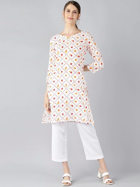 W For Woman Off White Color Cotton Blend A Line Kurti For Women in  Chandigarh at best price by NAMAN SALES - Justdial