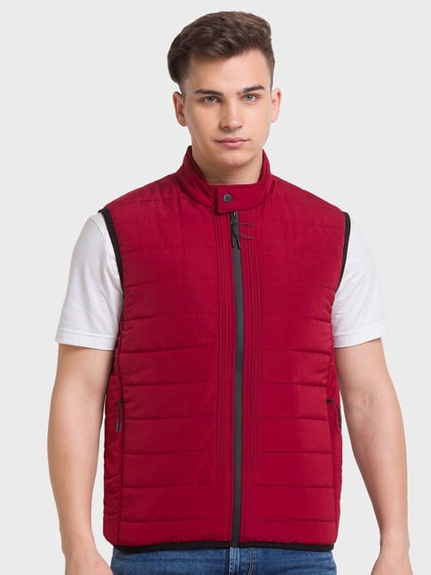 Buy ColorPlus Red Tailored Fit Quilted Jacket for Mens Online