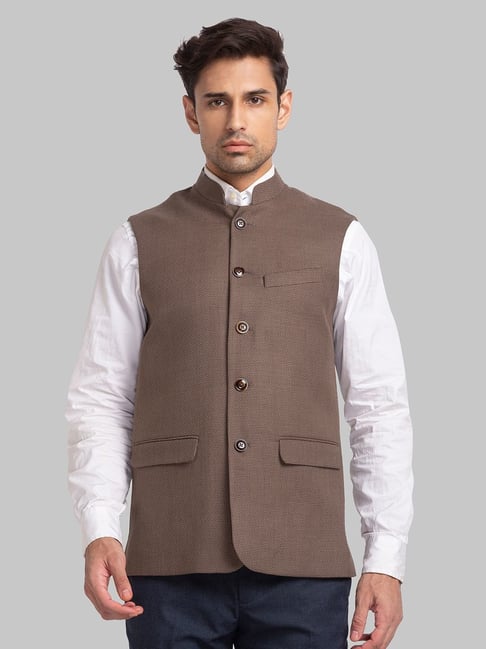 Naksh Sage Green Chanderi Nehru Jacket