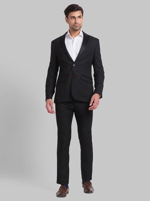 Park Avenue Black Super Slim Fit Two Piece Suit