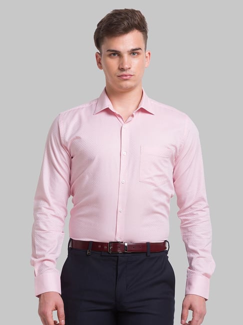 Park Avenue Pink Cotton Slim Fit Printed Shirt