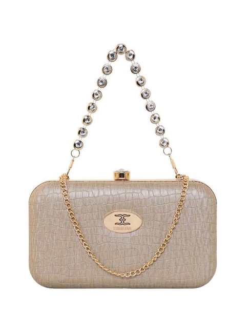 Buy Esbeda Beige Textured Minaudiere Clutch Online At Best Price