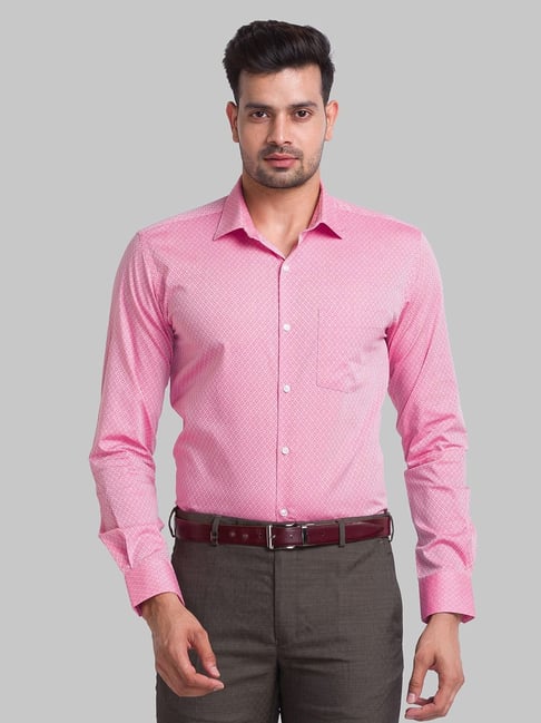 Park Avenue Pink Cotton Slim Fit Printed Shirt