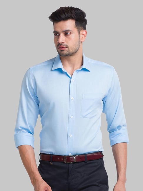 Park Avenue Blue Cotton Regular Fit Printed Shirt