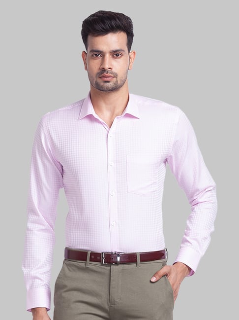 Park Avenue Pink Cotton Slim Fit Printed Shirt